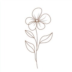Minimalistic line art of a flower with leaves, showcasing elegance and simplicity.