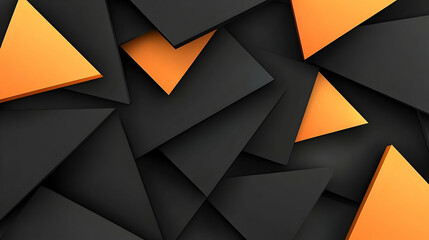 Abstract Seamless Geometric Pattern with Black and Orange Triangles