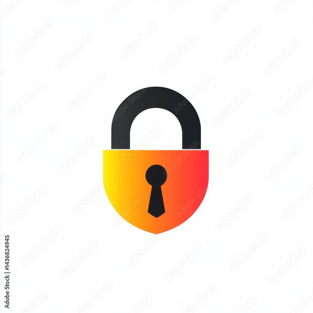 Poster stylized lock icon with a gradient color scheme, symbolizing security and protection.