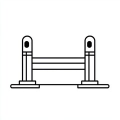 Obraz premium A simple black and white illustration of a barrier gate with two posts and a horizontal rail.