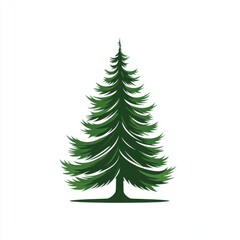 Obraz premium Stylized evergreen tree illustration with a vivid green color on a clean white background.