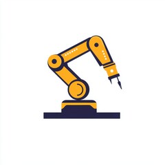 A sleek yellow robotic arm poised to engage in precise tasks on a clean white backdrop.