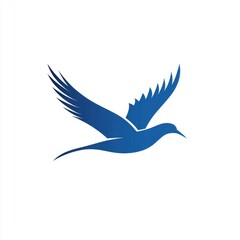 Obraz premium Stylized blue bird in flight, symbolizing freedom and tranquility.