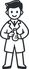 Smiling male scientist wearing lab coat holding a test tube conducting experiment in laboratory