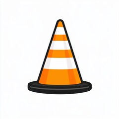 An illustration of a classic orange and white traffic cone, symbolizing construction and safety.