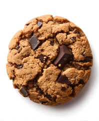 Fototapeta premium Thick tahini chocolate chunk cookie dessert with rustic edges