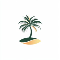 Stylized illustration of a palm tree on an island, embodying tropical vibes and serenity.