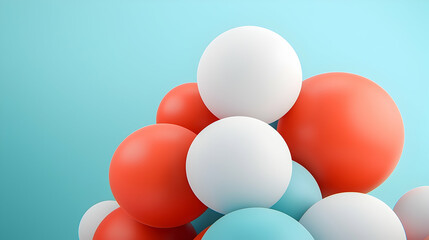 Abstract Composition of Colorful Spheres on a Light Blue Background