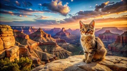 Obraz premium Adorable Kitten at Grand Canyon National Park: Majestic Landscape Photography