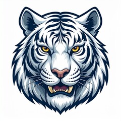 Obraz premium White Tiger Mascot Logo – Vector Face Illustration on isolated white Background