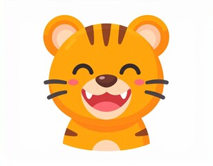 Naklejka premium Funny Baby Tiger Vector Mascot,Cute Cartoon Animal Character Illustration, isolate background