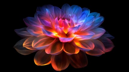 Fototapeta premium Vibrant Glowing Dahlia Flower on Dark Background