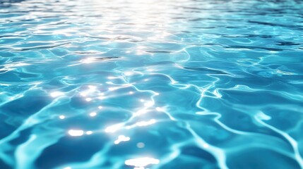 Shimmering turquoise water with sunlight reflections creating a tranquil and serene atmosphere.
