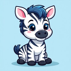 Cute Zebra Mascot – Adorable Cartoon Zebra Character on Isolated Background for Kids, Branding, and Merchandise