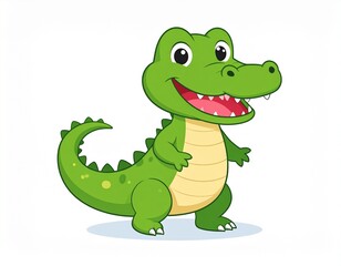 Cute Crocodile Mascot – Adorable Cartoon Croc Character for Kids, Branding, and Merchandise, isolated white background