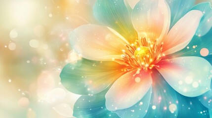 Closeup of a Vibrant Pastel Flower with Sparkling Light