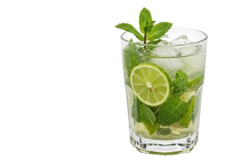 Refreshing mojito cocktail with lime and mint summer beverage drink