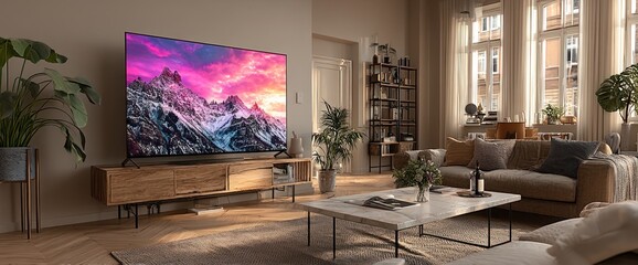 Modern Living Room with Large TV