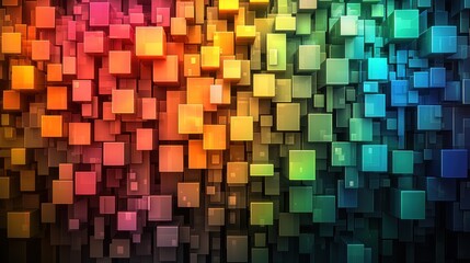 Abstract Colorful Cube Symphony: A Vibrant 3D Composition of Interlocking Cubes