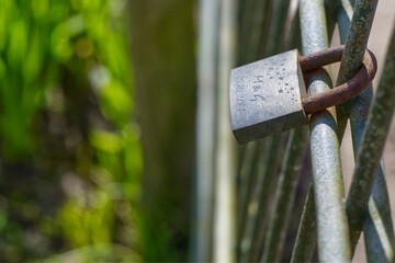 Close-Up of Padlock on Metal Fence in Kiel near Schrevenpark and Schreventeich