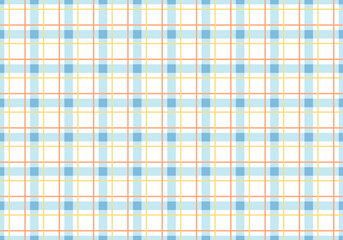 Summer checkered seamless patterns, Pastel blue, orange and yellow doodle plaid and grid seamless vector pattern
