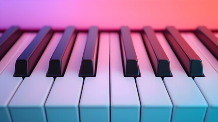 Close Up of Piano Keys with Pink and Blue Neon Lighting