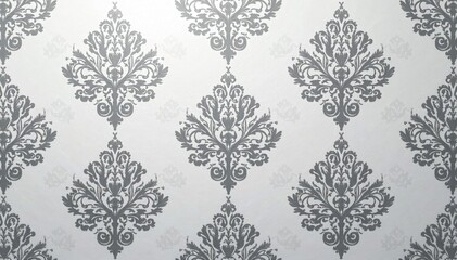 Subtle grey damask pattern with a geometric twist , minimal, damask