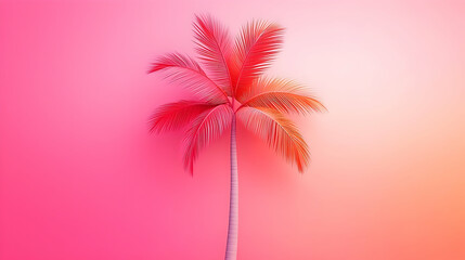 Pink and Orange Palm Tree Silhouette at Sunset