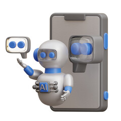 3D AI Mobile Chatbot Icon