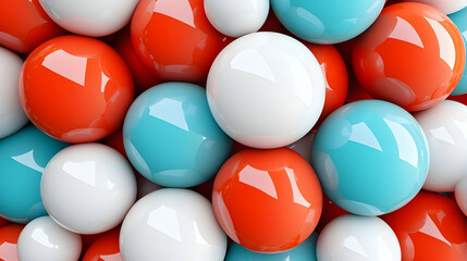 Collection of Glossy Red White and Blue Spheres