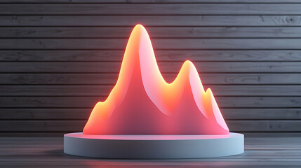 Glowing Orange Graph on Wooden Background