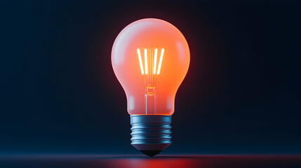 Glowing Orange Lightbulb on Dark Background