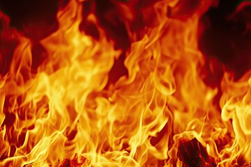 Obraz premium Fiery flames engulfing dark embers