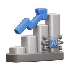 3D AI Data Performance Bar Chart Icon