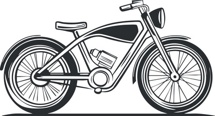 Fototapeta premium Black and white illustration of a classic bicycle with a water bottle holder on the frame