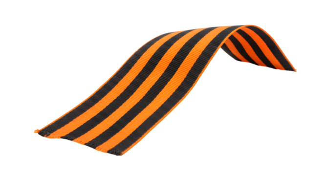 St george ribbon with orange and stripes isolated against a plain backdrop on transparent background