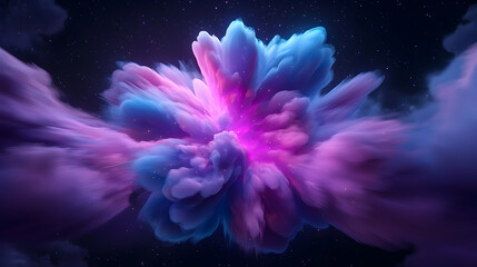 Vibrant Cosmic Explosion in Pink Purple and Blue Hues