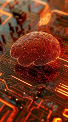 Three-Dimensional Model of Brain on Illuminated Circuit Board