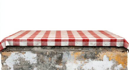 Rustic tabletop, checkered cloth