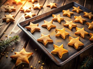 Aerial View of Star-Shaped Christmas Cookies Fresh from the Oven
