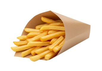 Delicious golden fries in a paper cone ready to be enjoyed today
