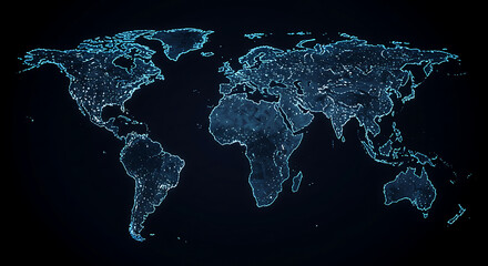 Global Network Connections A Futuristic World Map Visualization