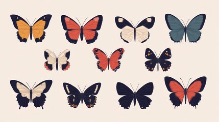 Colorful butterfly collection, nature background, design element (2)