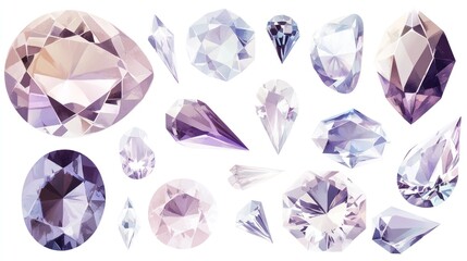 Fototapeta premium Assorted gemstones, jewelry design, white background, luxury, website
