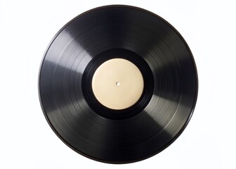 Blank Vinyl Record Label, Retro Music Design, Vintage, Isolated PNG, Classic Music