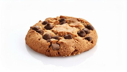 Chocolate chip cookie on white background