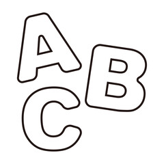 アルファベットのベクターラインアイコン(線幅可変)：ABC - Alphabet Vector Illustration: ABC