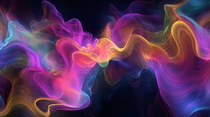 Obraz premium Abstract Colorful Particle Swirls Glowing Cosmic Background