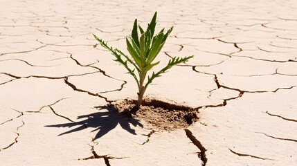 Resilient Plant Sprouting in Dried Cracked Earth