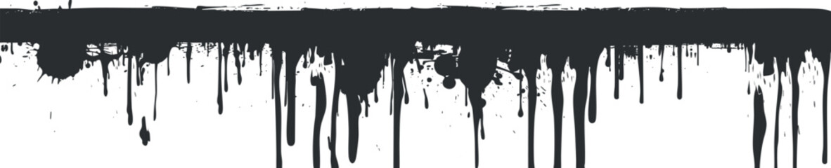 Black paint drips creating a grunge horizontal border with messy splatter and stains